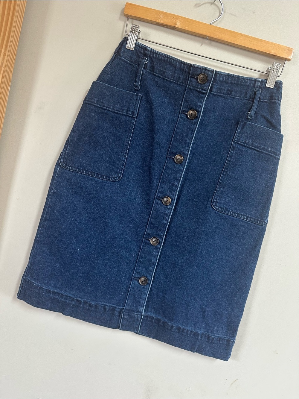 Loft Denim Button Front Skirt - Picture 2 of 6